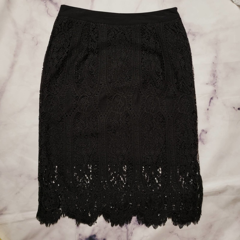 SUNDAY IN BROOKLYN Evereve black lace midi skirt M